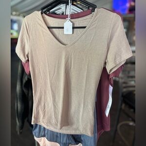 Casual V-Neck Tan Women's Top